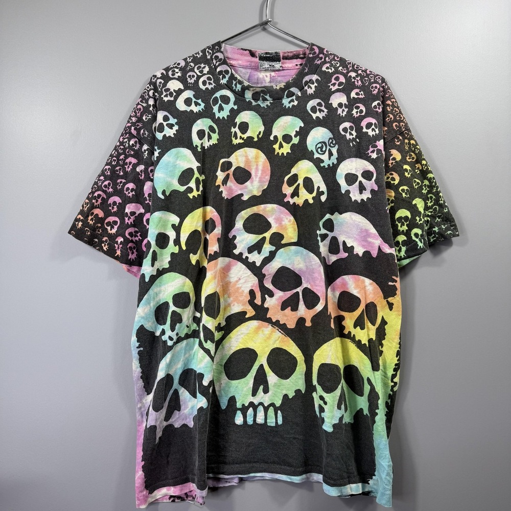 Liquid Blue Chris Pinkerton AOP Skull Pile Shirt Mens XL Multicolor Tie Dye